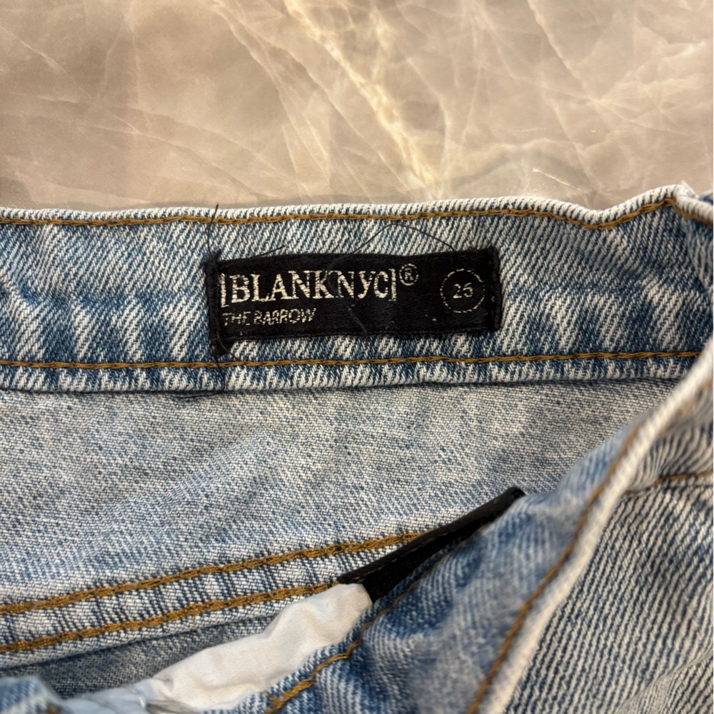 Blank NYC Light Blue Distressed Jean Shorts - Picture 3 of 5